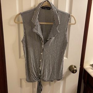 Kim & Cami Striped Tie Front Top